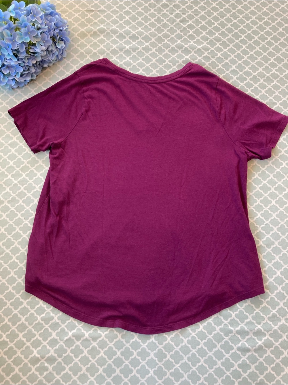 Terra & Sky Short Sleeve V Neck Tee Purple 0X - Picture 5 of 5